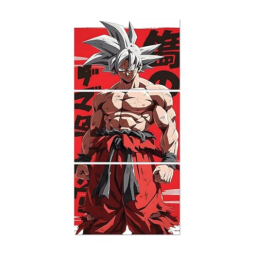GOKU SPLIT OF 3 (PORTRAIT) POSTER, 18x36 inch 300 GSM POSTER| Dragon Ball Z, Naruto, Death Note, One Piece, Attack On Titans - | Aesthetic Wall Decor | Posters For Bedroom | Anime Wall Poster